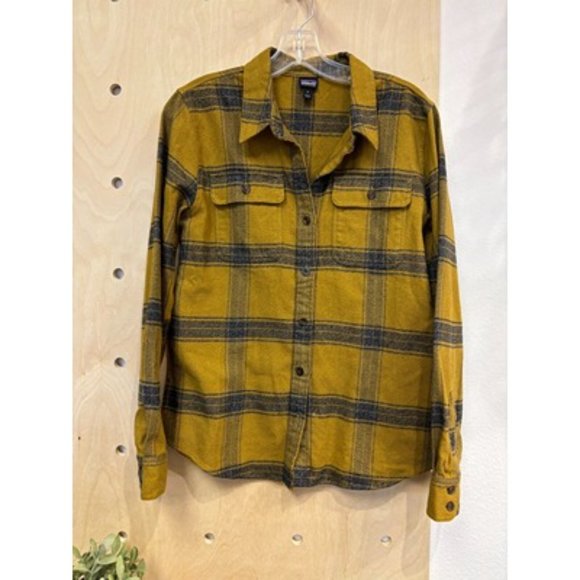 Patgonia Yellow Long Sleeve Collared Pocket Plaid Button Up Shirt Size Small - Picture 1 of 5